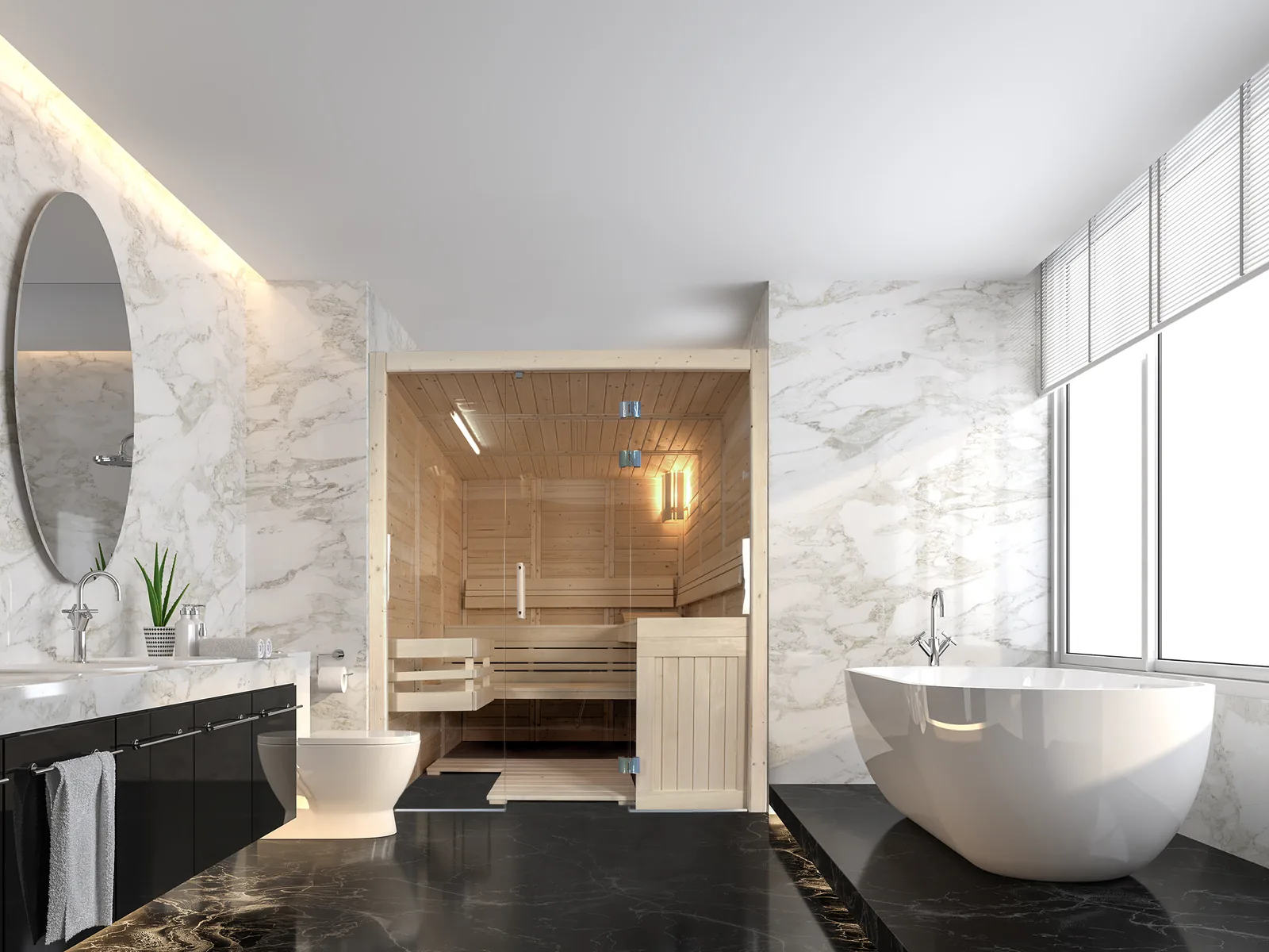 Saunakabine im Badezimmer