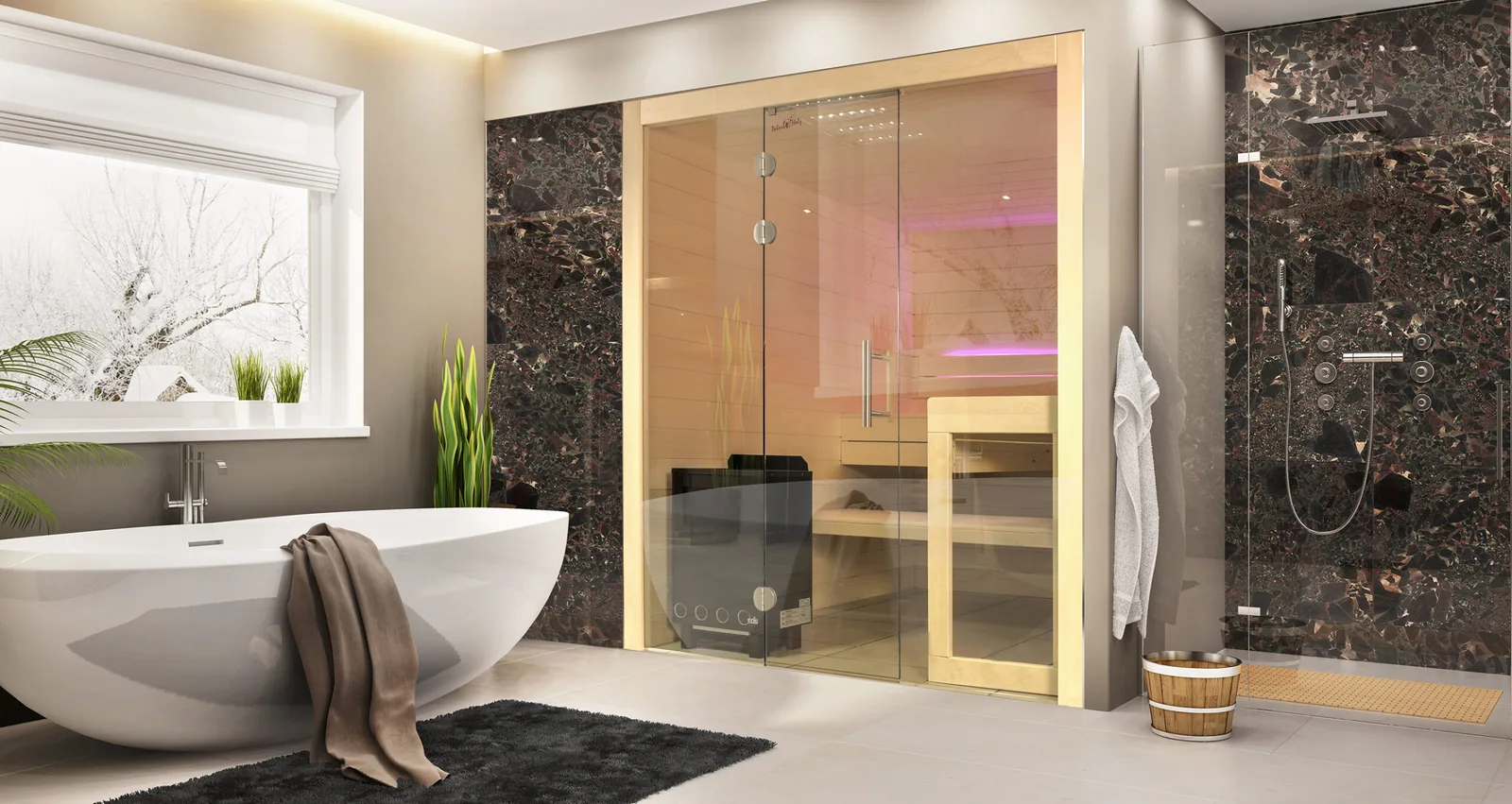 Designsauna als Einbausauna
