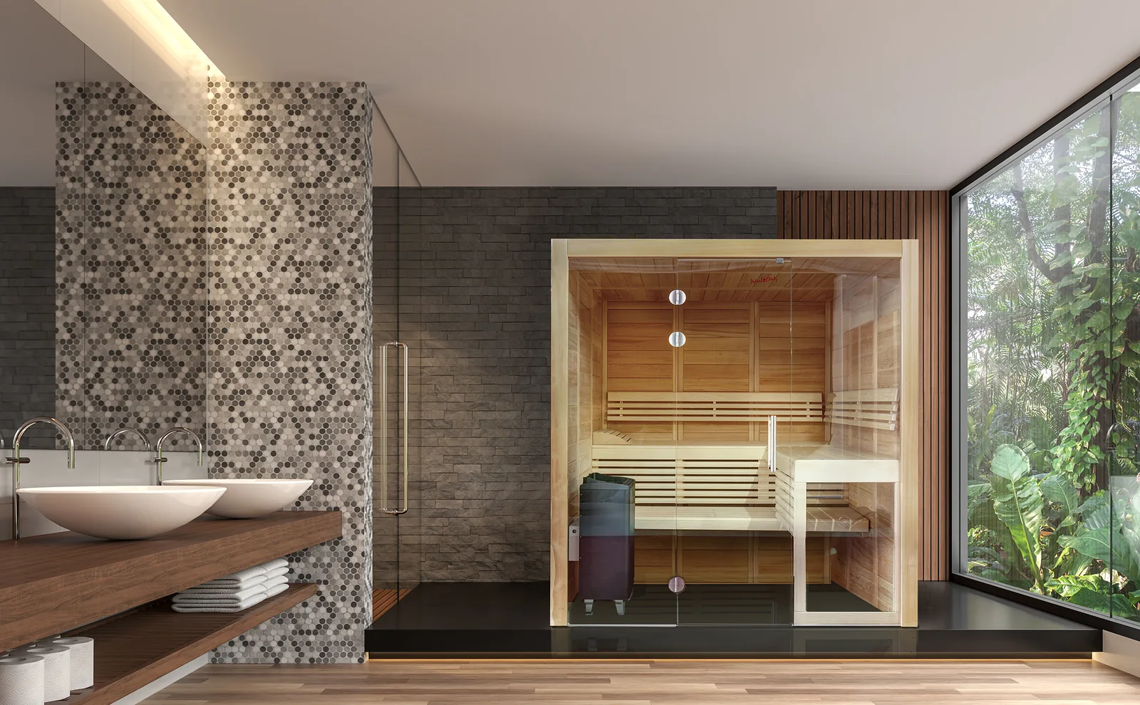 Sauna aus Zirbenholz