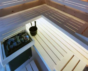 Kombi-Saunaofen mit Verdampfer EOS Bi-O Tec W 6–9 kW – Wandofen mit Aromaschale und 15 kg Steinkorb, Bild 10