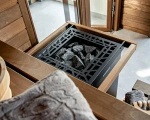 Finnischer Saunaofen EOS Cubo 2 mit 7,5–12 kW – kubischer Standofen mit flacher Rückseite für Glasfronten, Bild 15