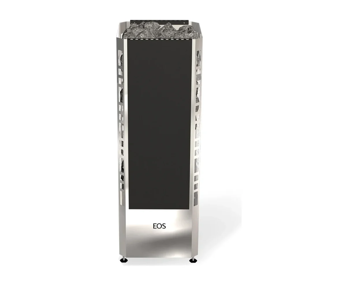 Finnischer Saunaofen EOS Edge 6–9 kW – schlanker Standofen im Tower-Design mit offenem Korb für 100 kg Steine, Bild 4
