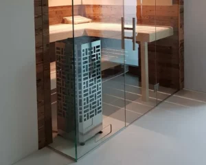 Finnischer Saunaofen EOS Edge 6–9 kW – schlanker Standofen im Tower-Design mit offenem Korb für 100 kg Steine, Bild 11