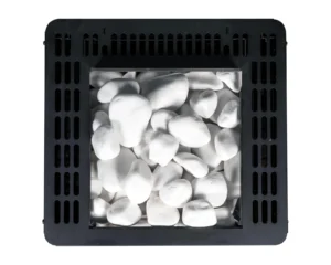 Finnischer Saunaofen EOS FinnRock 7,5–12 kW – Design-Standofen aus Edelstahl mit offenem 40-kg-Steinkorb, Bild 6