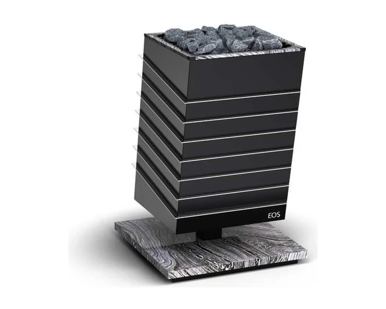 Finnischer Saunaofen EOS Future Stone 10–15 kW – Design-Standofen mit Natursteinsockel und 40 kg Steinkorb, Bild 4