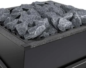 Finnischer Saunaofen EOS Future Stone 10–15 kW – Design-Standofen mit Natursteinsockel und 40 kg Steinkorb, Bild 5
