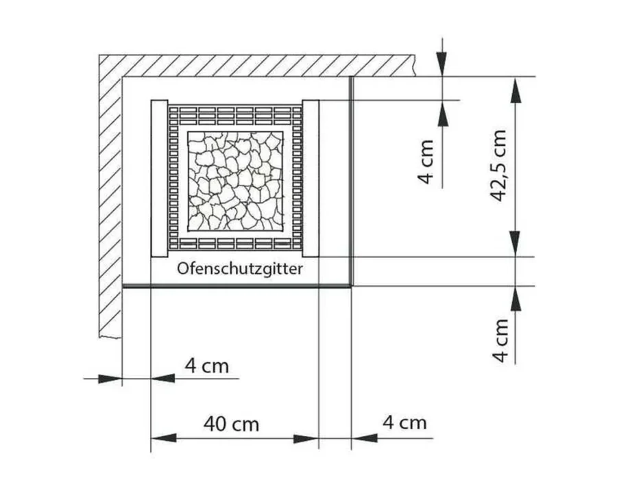 Finnischer Saunaofen EOS Herkules S25 7,5–9 kW – Standofen mit flacher Rückwand und 25 kg Steinkorb, Bild 4