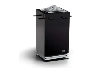 Finnischer Saunaofen EOS Majesty 6–10 kW – Design-Ofen mit Rundumansicht und polierten Edelstahl-Lamellen, Bild 9
