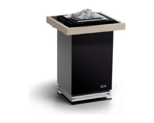 Finnischer Saunaofen EOS Majesty 6–10 kW – Design-Ofen mit Rundumansicht und polierten Edelstahl-Lamellen, Bild 10