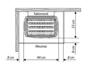 Finnischer Saunaofen EOS Moment W 6–9 kW – schwarz beschichteter Wandofen mit Edelstahl-Steinkorb, Bild 4