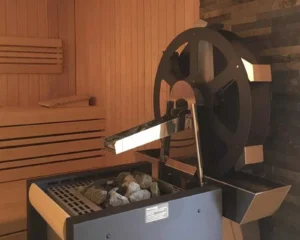 Finnischer Saunaofen EOS Mühlensauna 9,0–18,0 kW – Design-Ofen mit drehendem Mühlenrad, Bild 8