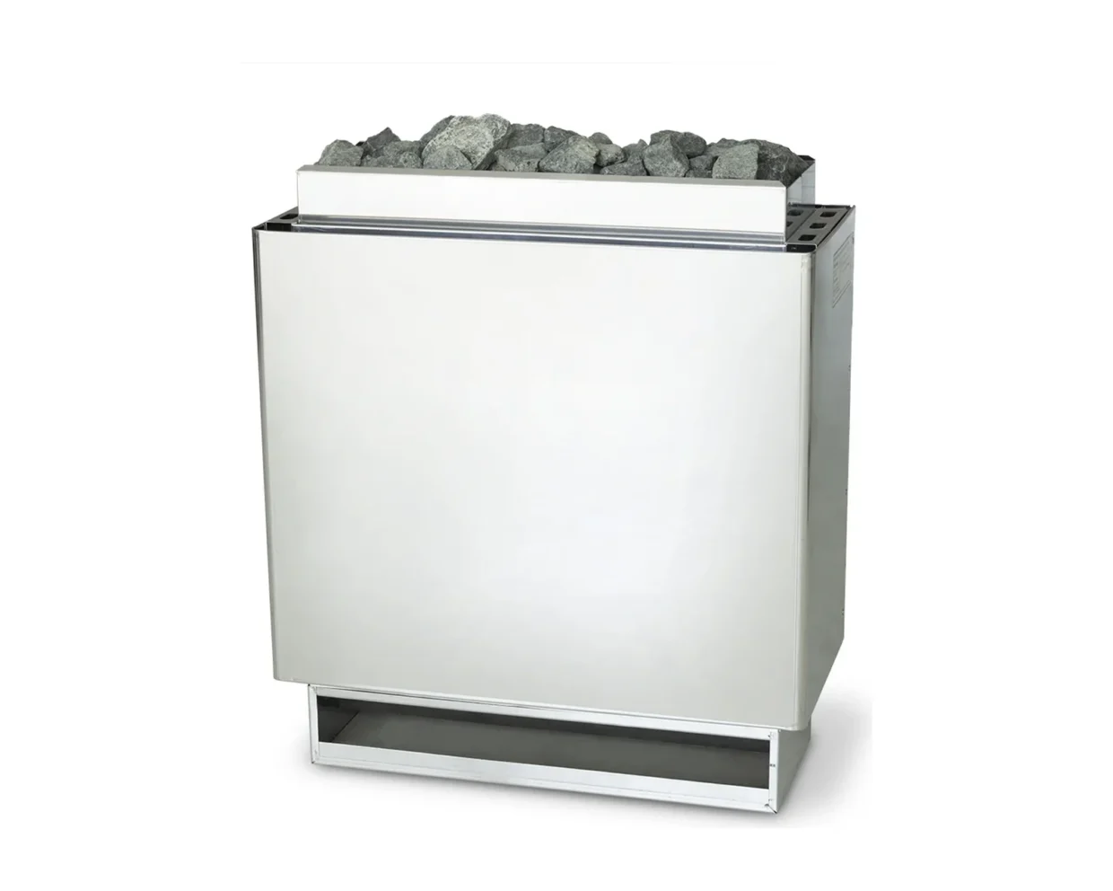 Finnischer Saunaofen EOS P1 W 12–15 kW – flacher Wandofen aus Volledelstahl mit rund 30 kg Steinkorb, Bild 3