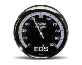 Hygrometer für die Sauna in Schwarz – EOS, hitzebeständiges Gehäuse, Ø ca. 100 mm