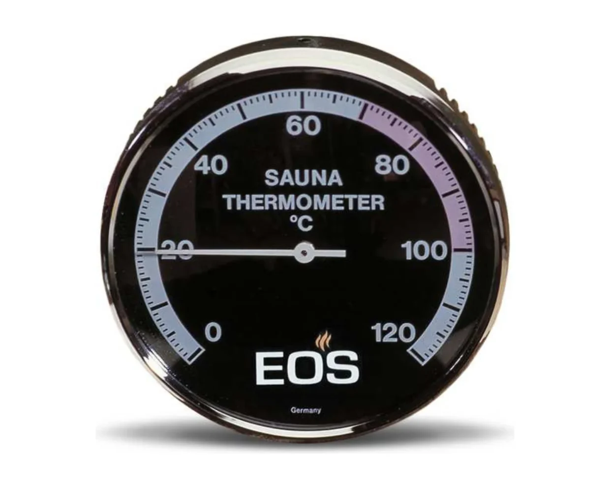 Sauna Thermometer schwarz, ø ca. 100 mm – EOS Klimamessgerät für die Saunakabine