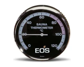 Sauna Thermometer schwarz, ø ca. 100 mm – EOS Klimamessgerät für die Saunakabine