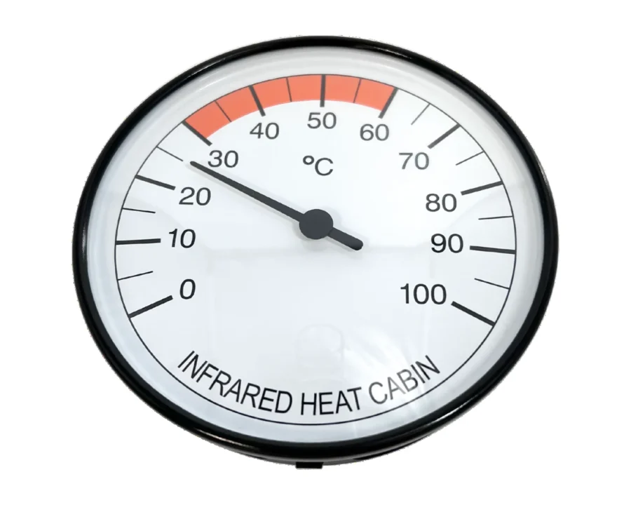 Thermometer für die Infrarotkabine, ø ca. 100 mm in Schwarz – hitzebeständig, Ausstellungsware