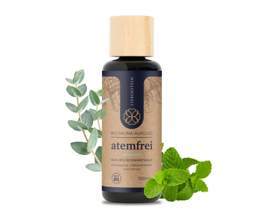 Bio Saunaaufguss Atemfrei von Liebenstein – Minze, Eukalyptus und Latschenkiefer, 100 ml