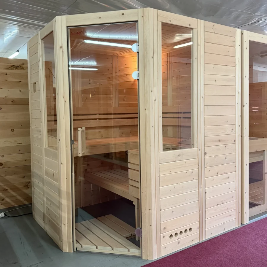 Massivholzsauna Athen astige Zirbe