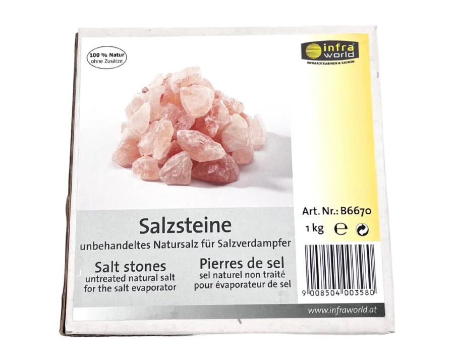 Sauna Salzsteine 1 kg – Infraworld Natursalz, ca. 40 bis 60 mm, reich an Mineralien