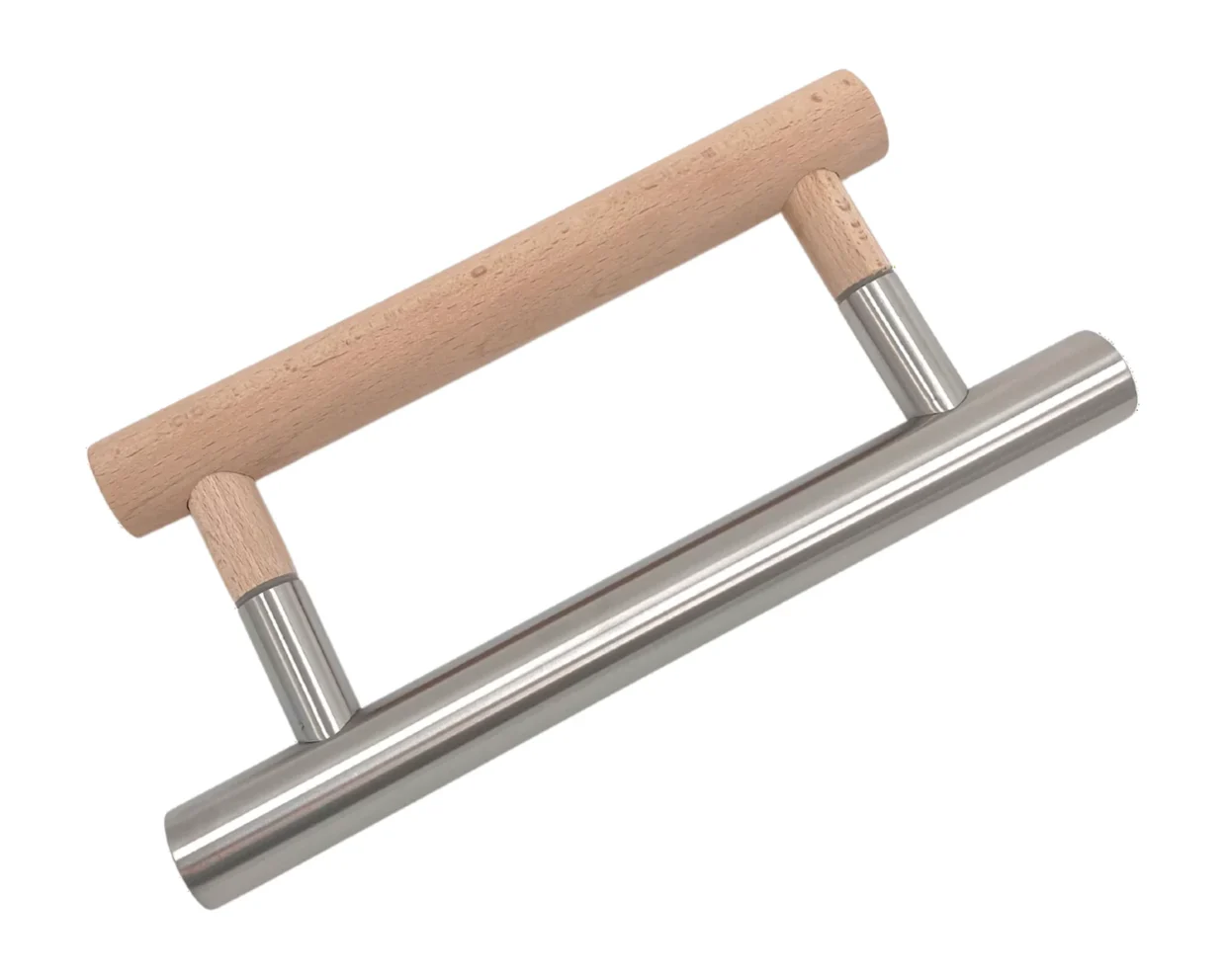 Türgriff-Set aus Edelstahl und Holz für Sauna-Glastüren – für 6–10 mm Glas, Lochabstand 200 mm, Bild 2