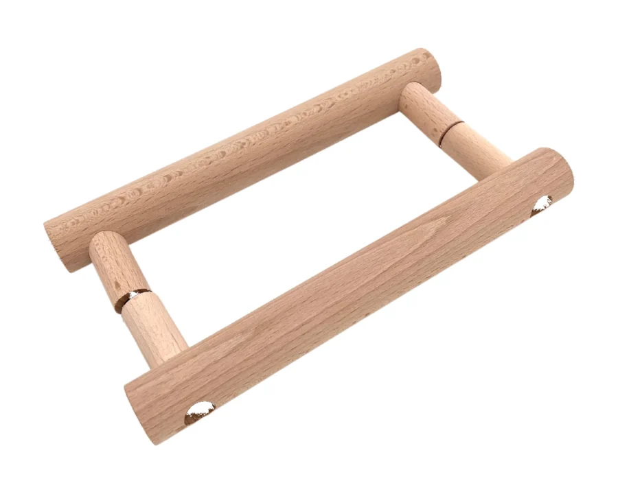 Türgriff-Set aus Holz für Sauna-Glastüren – zwei runde Griffe für 6–10 mm Glas, Lochabstand 200 mm