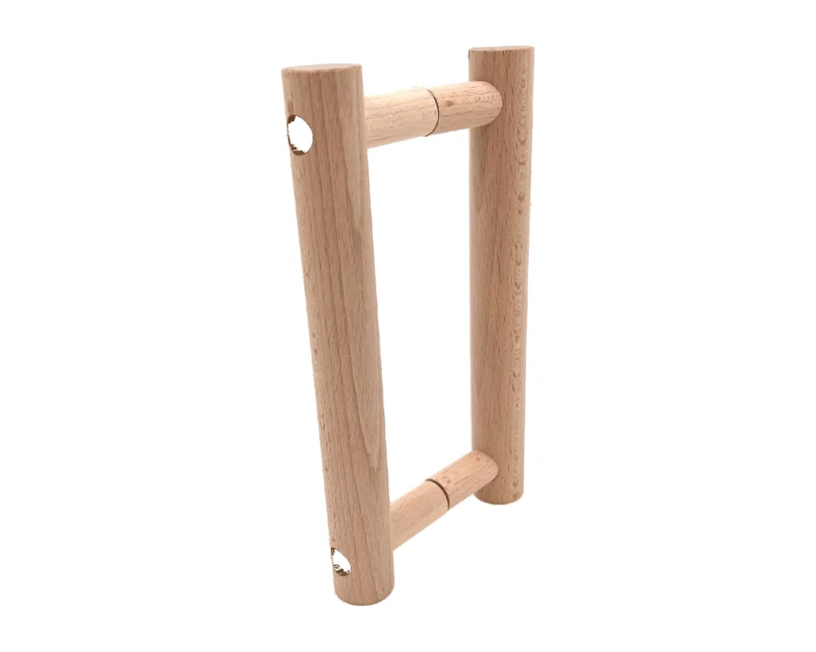 Türgriff-Set aus Holz für Sauna-Glastüren – zwei runde Griffe für 6–10 mm Glas, Lochabstand 200 mm, Bild 2