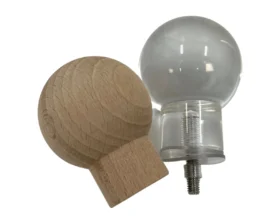 Türknauf-Set aus Holz und klarem Acryl für Sauna-Glastüren – für 6–10 mm Glas, Bohrung 8 mm