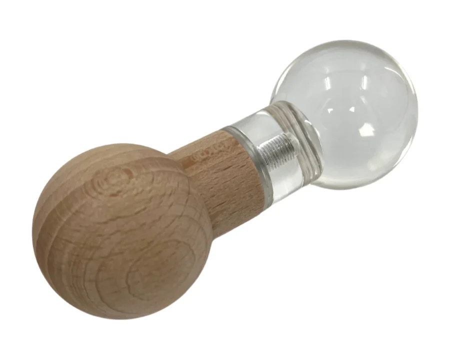 Türknauf-Set aus Holz und klarem Acryl für Sauna-Glastüren – für 6–10 mm Glas, Bohrung 8 mm, Bild 3