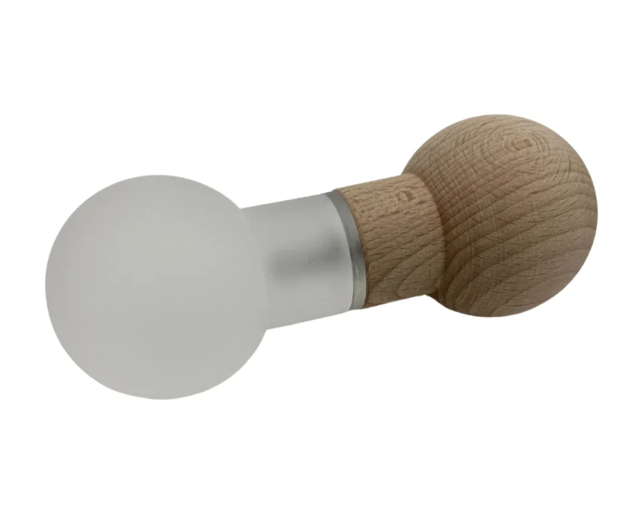 Türknauf-Set aus Holz und mattiertem Acryl für Sauna-Glastüren – für 6–10 mm Glas, wenig wärmeleitend, Bild 2