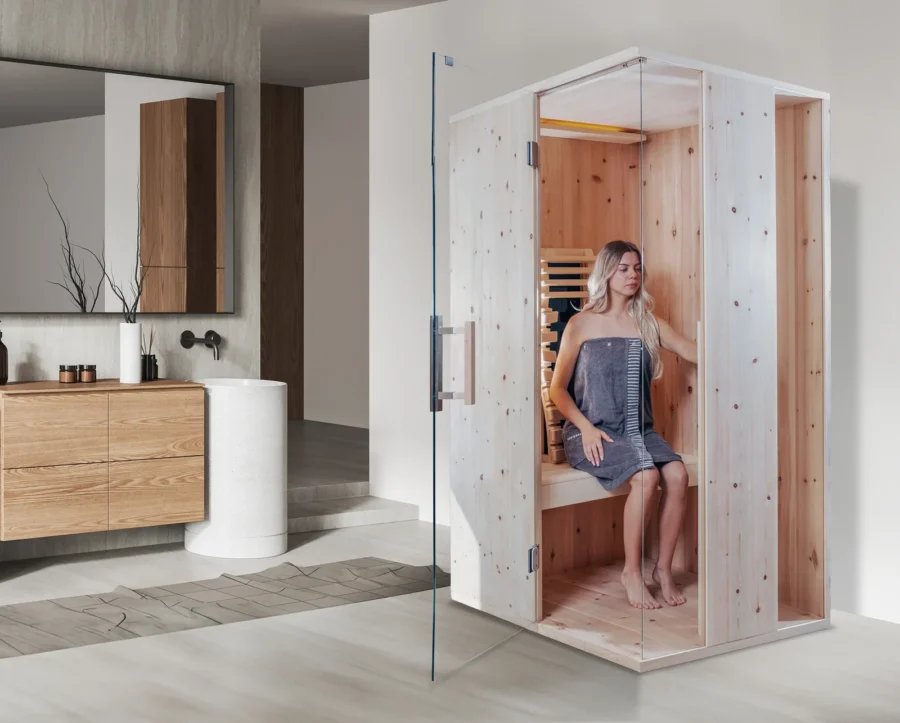 Aura 1 in einem hellen Badezimmer