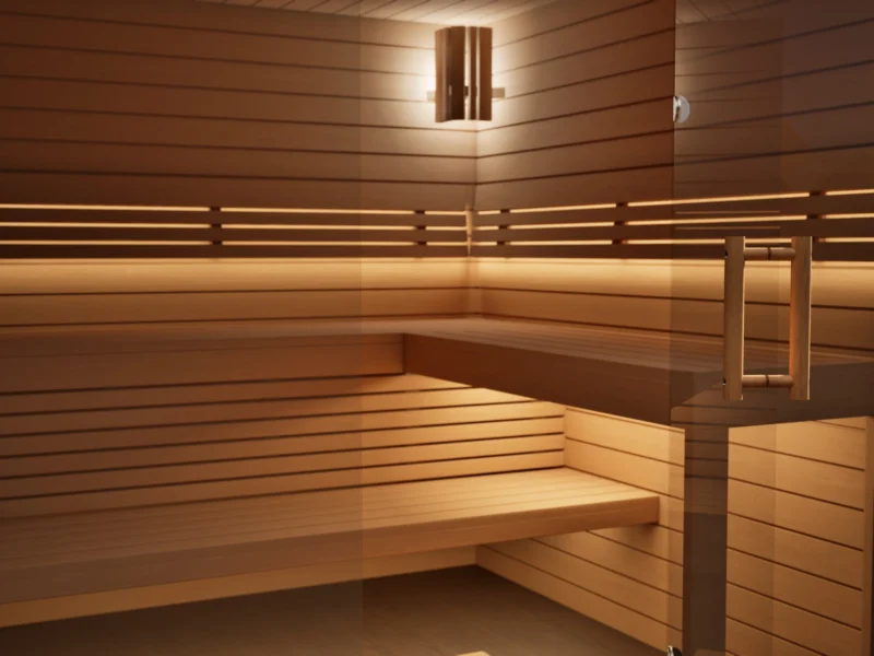 Sauna Kristall Profilholz Erle, Glastür mit Band und Holzgriff, Kabine ohne Saunaofen