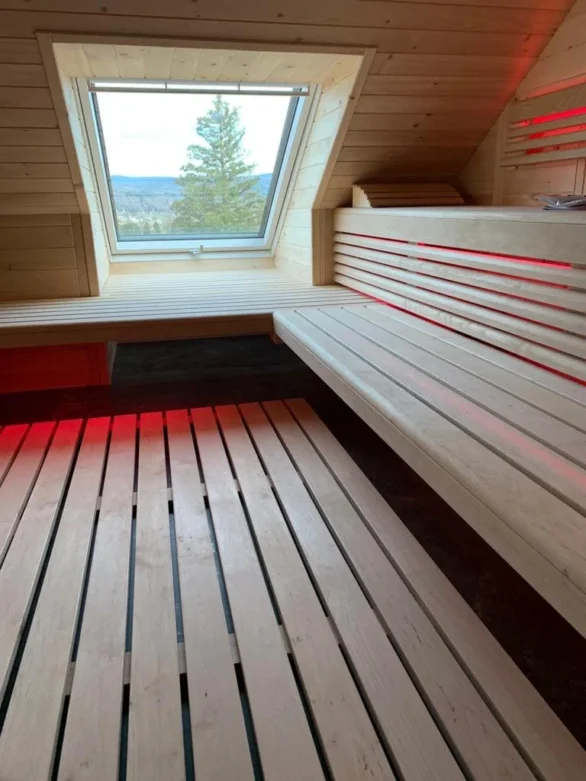 Sauna nach Maß unter der Dachschräge mit Dachfenster