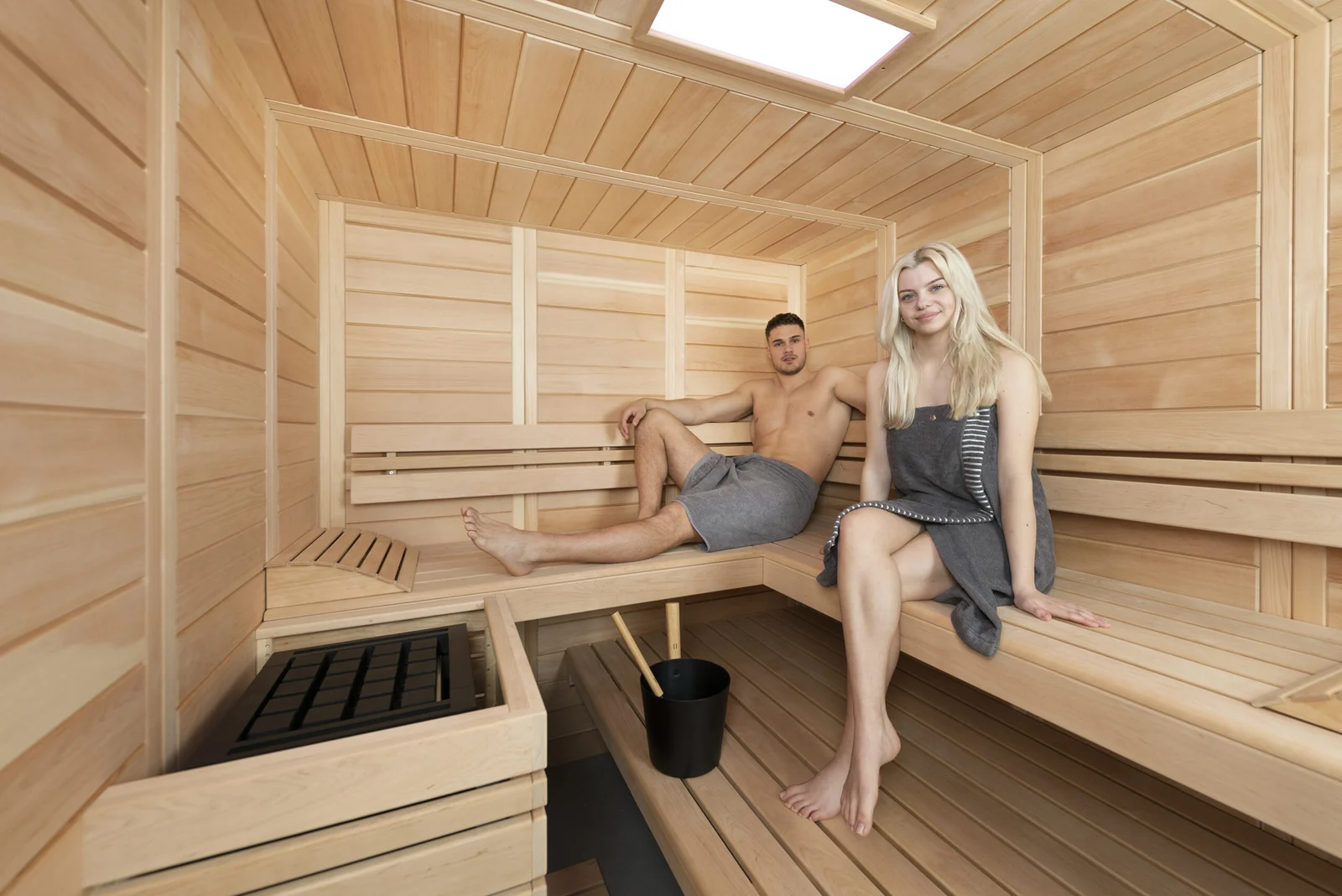 Innenansicht einer Massivholzsauna von Polarholz