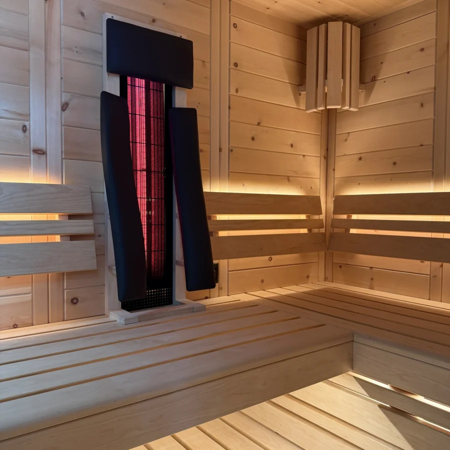 Sauna Kristall in Massivholz – Glasfront